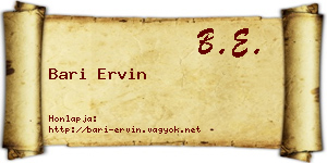 Bari Ervin névjegykártya